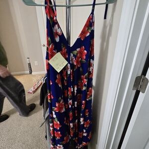 Floral Blue and Red Dress